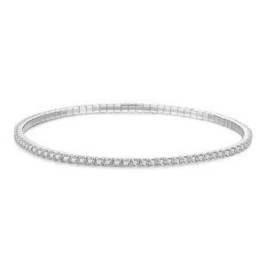 (image pour) Bracelet Pandora Style Radiant en Argent 925 Serti Complet de Zircon Cubique - Plaqué Platine - BSB220-L