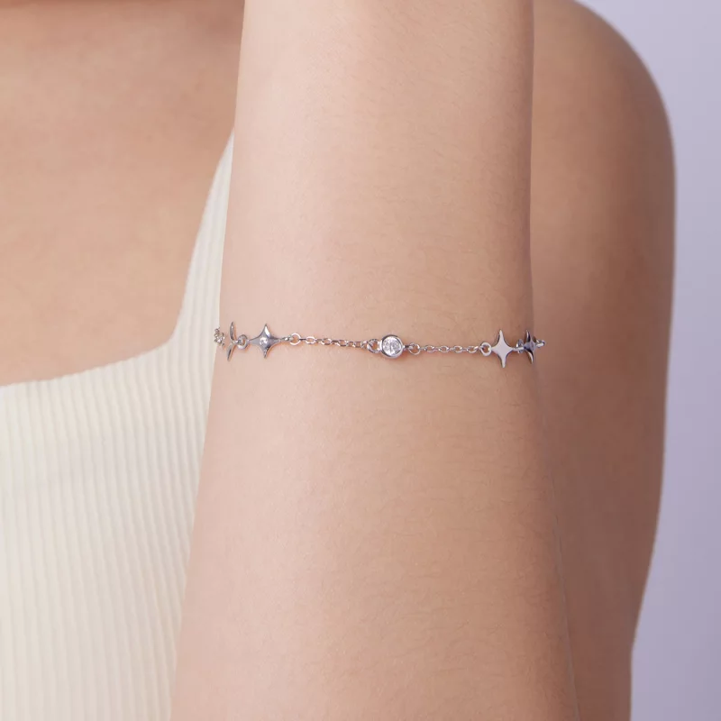 (image pour) Bracelet Pandora Style Étoilé en Argent 925 avec Zirconium Cubique - Éclissage P - Afficher 4