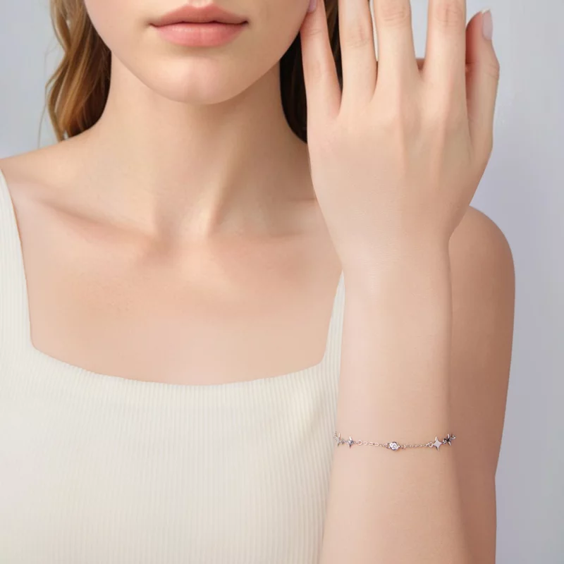 (image pour) Bracelet Pandora Style Étoilé en Argent 925 avec Zirconium Cubique - Éclissage P - Afficher 6