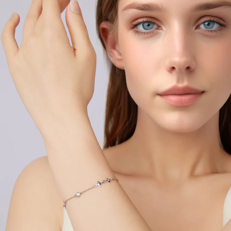 (image pour) Bracelet Pandora Style Étoilé en Argent 925 avec Zirconium Cubique - Éclissage P - Afficher 7
