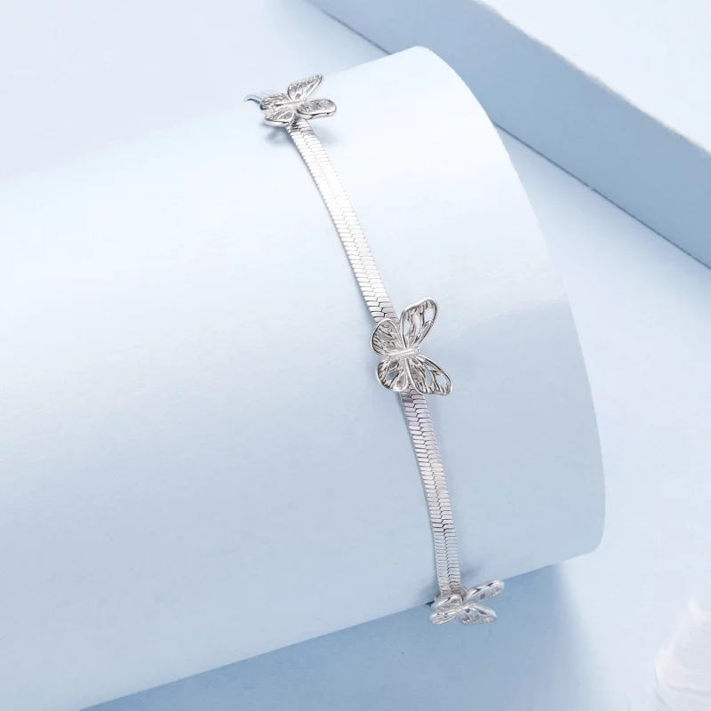 (image pour) Bracelet en argent 925 Pandora Style Papillon - Plaqué Platine Grâce - BSB217 - Afficher 2