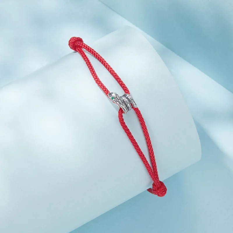 (image pour) Bracelet Serpent Style Pandora en Cordon de Coton Oxydé Zirconium Argent 925 - S - Afficher 2