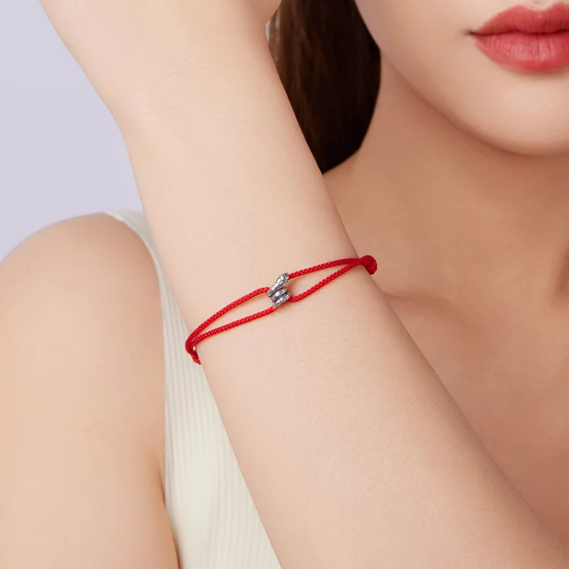 (image pour) Bracelet Serpent Style Pandora en Cordon de Coton Oxydé Zirconium Argent 925 - S - Afficher 8