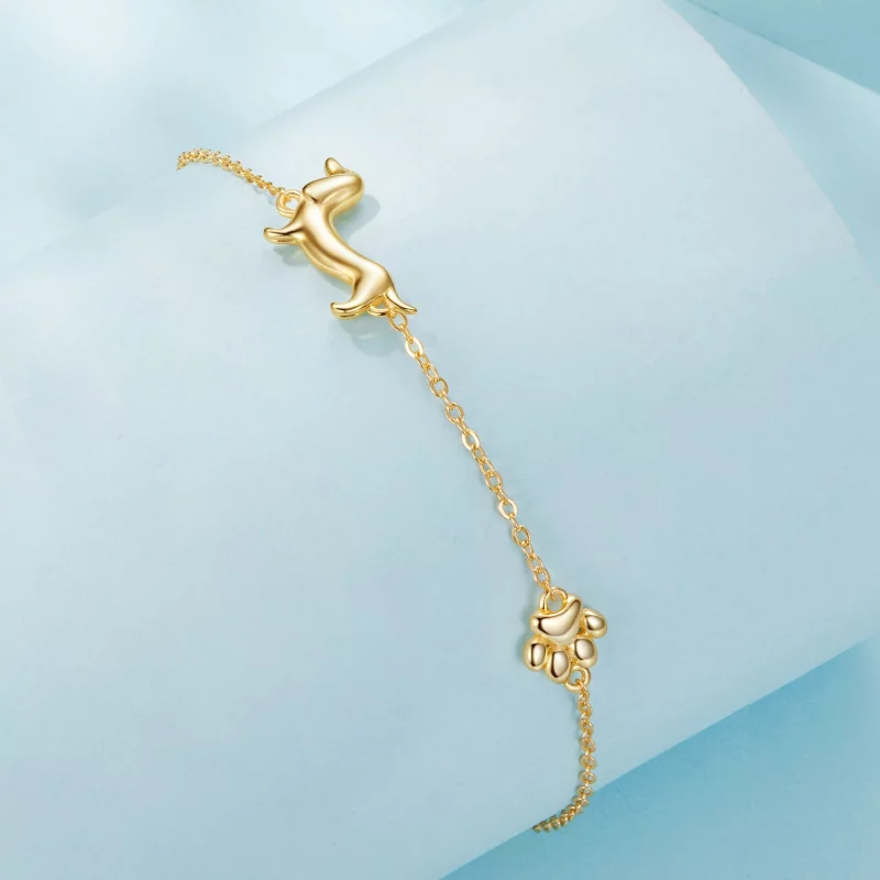 (image pour) Bracelet Teckel Inspiré du Style Pandora - Argent 925 Plaqué Or - SCB262-B - Afficher 2