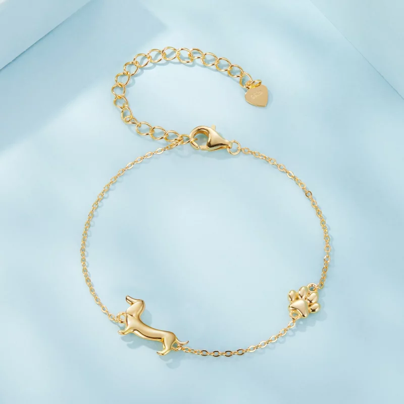 (image pour) Bracelet Teckel Inspiré du Style Pandora - Argent 925 Plaqué Or - SCB262-B - Afficher 3