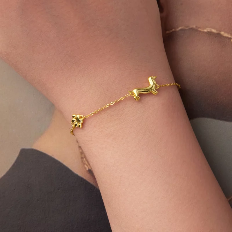 (image pour) Bracelet Teckel Inspiré du Style Pandora - Argent 925 Plaqué Or - SCB262-B - Afficher 4
