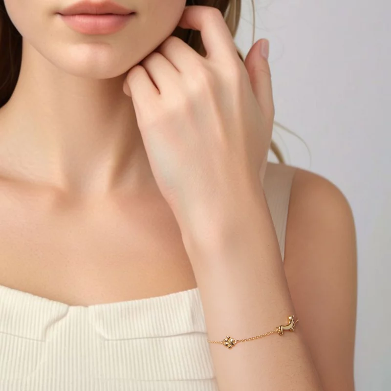 (image pour) Bracelet Teckel Inspiré du Style Pandora - Argent 925 Plaqué Or - SCB262-B - Afficher 5
