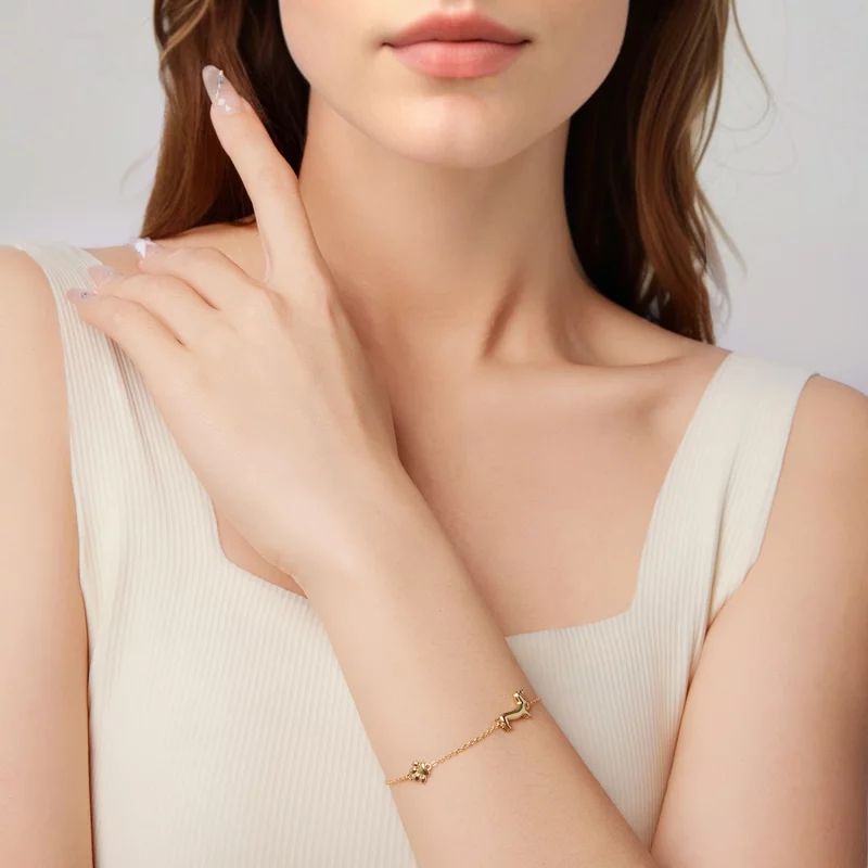 (image pour) Bracelet Teckel Inspiré du Style Pandora - Argent 925 Plaqué Or - SCB262-B - Afficher 6