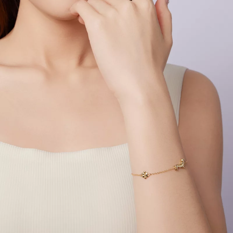 (image pour) Bracelet Teckel Inspiré du Style Pandora - Argent 925 Plaqué Or - SCB262-B - Afficher 7