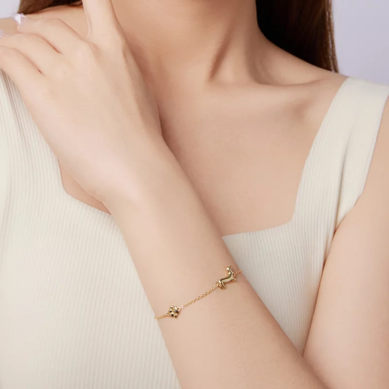 (image pour) Bracelet Teckel Inspiré du Style Pandora - Argent 925 Plaqué Or - SCB262-B - Afficher 8