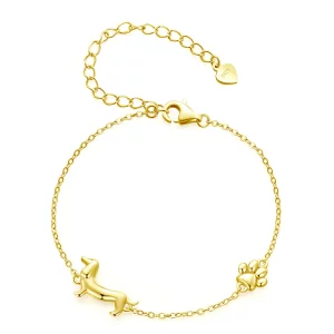 (image pour) Bracelet Teckel Inspiré du Style Pandora - Argent 925 Plaqué Or - SCB262-B