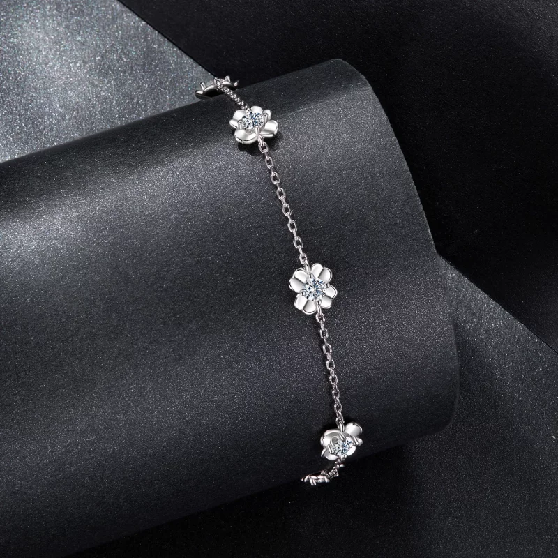 (image pour) Bracelet Trèfle à Quatre Feuilles en Argent Sterling 925 Pandora avec Moissanite - Afficher 2