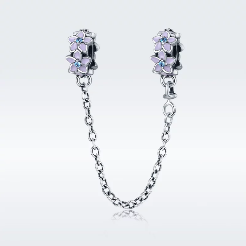 (image pour) Chaîne de sécurité Pandora Style Fleur violette en argent 925 avec zirconium - S - Afficher 2