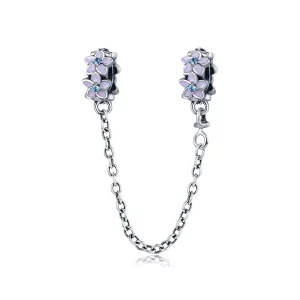 (image pour) Chaîne de sécurité Pandora Style Fleur violette en argent 925 avec zirconium - SCC602