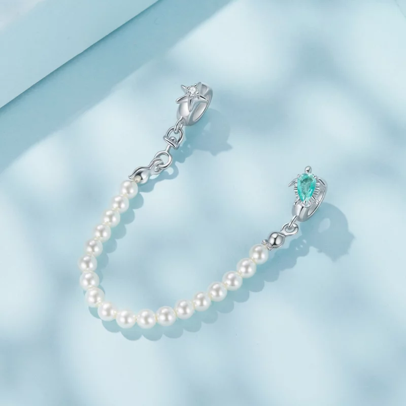(image pour) Chaîne de sécurité en argent sterling style Pandora avec tortue, étoile de mer e - Afficher 2