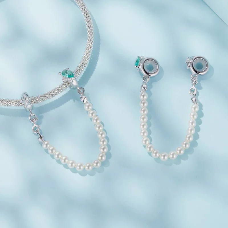 (image pour) Chaîne de sécurité en argent sterling style Pandora avec tortue, étoile de mer e - Afficher 4