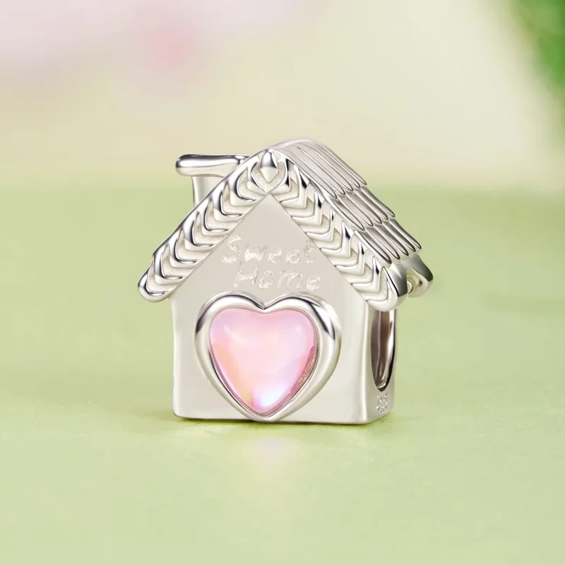 (image pour) Pandora Style 925 Argent Sterling Plaqué Platine Charm Sweet Home avec Zirconia - Afficher 2