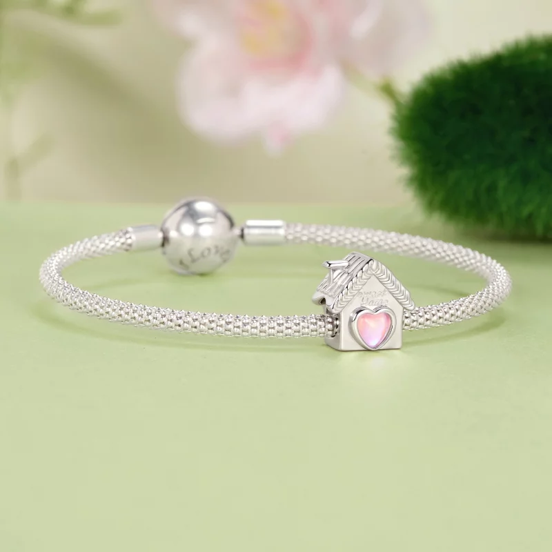 (image pour) Pandora Style 925 Argent Sterling Plaqué Platine Charm Sweet Home avec Zirconia - Afficher 5