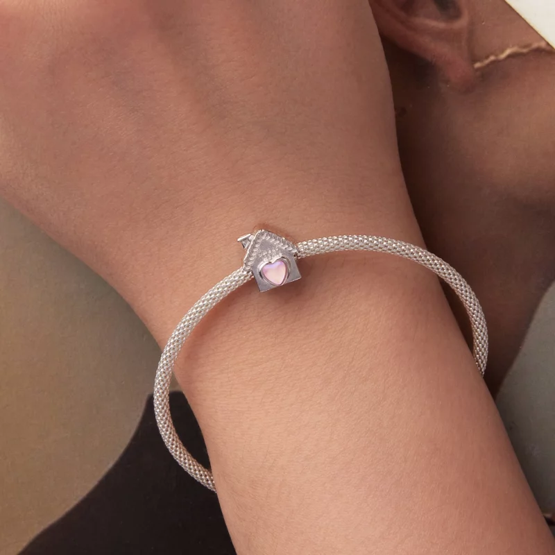 (image pour) Pandora Style 925 Argent Sterling Plaqué Platine Charm Sweet Home avec Zirconia - Afficher 6