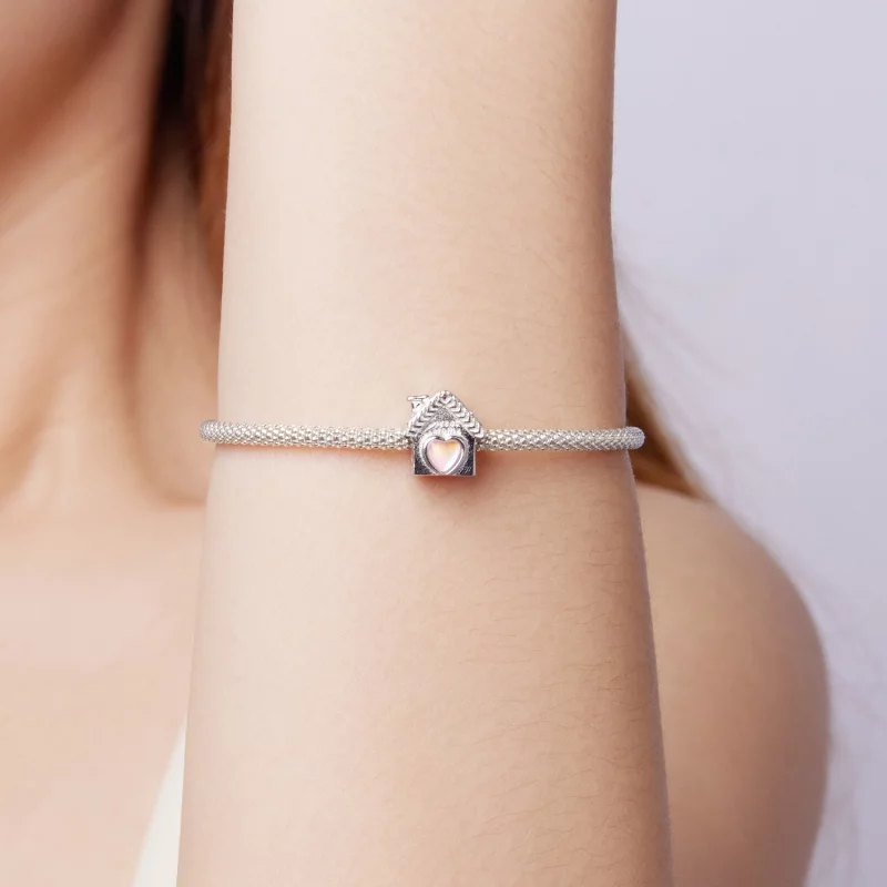 (image pour) Pandora Style 925 Argent Sterling Plaqué Platine Charm Sweet Home avec Zirconia - Afficher 7