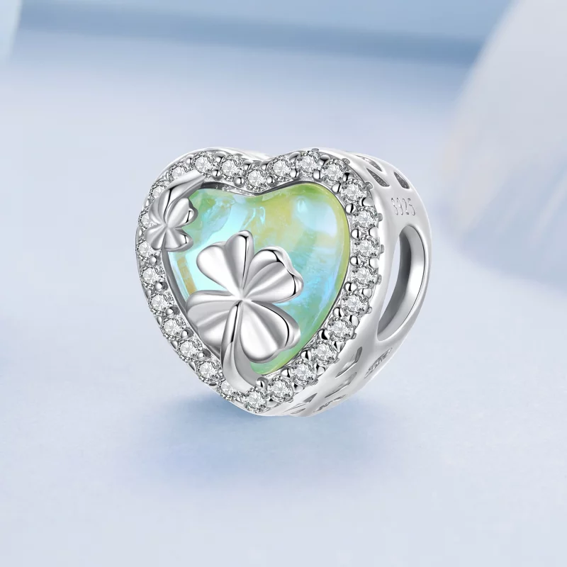 (image pour) Charm Pandora Style Trèfle à Quatre Feuilles en Argent 925 avec Zirconia et Verr - Afficher 2