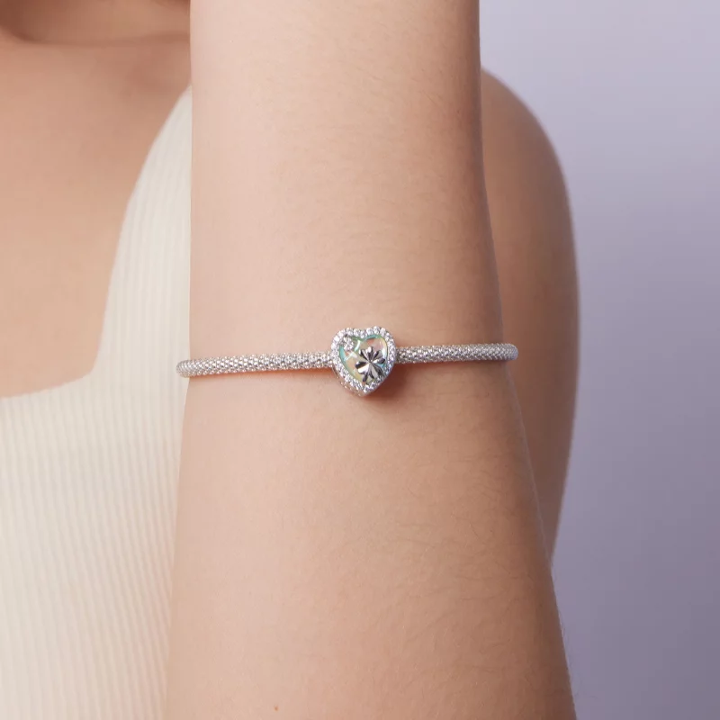 (image pour) Charm Pandora Style Trèfle à Quatre Feuilles en Argent 925 avec Zirconia et Verr - Afficher 7