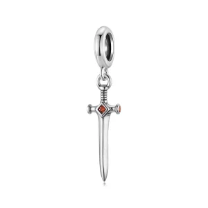 (image pour) Charme Épée Oxydé en Argent 925 Pandora Serti de Zirconium - SCC3124