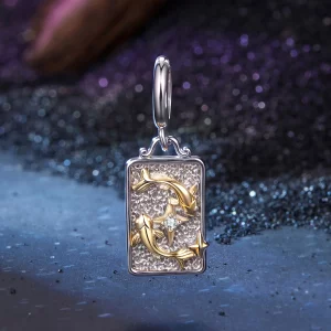 (image pour) Charme Zodiac Poissons Pandora en Argent 925 plaqué Platine et Or avec Zirconium - BSC1164-2