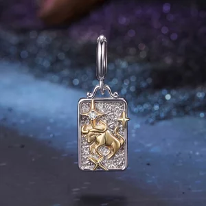(image pour) Charme Zodiac Taureau Pandora en Argent 925 plaqué Platine et Or avec Zirconium - BSC1164-4