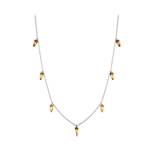(image pour) Pandora Style Collier Pampille Ambre en Argent 925 avec Verre et Placage Platine - BSN432