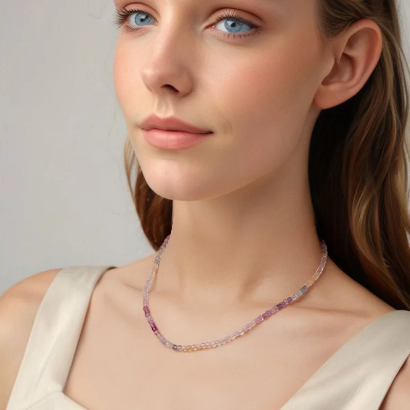 (image pour) Collier en Cristal d'Améthyste Style Pandora - Argent 925 Plaqué Or Blanc - BSN4 - Afficher 4