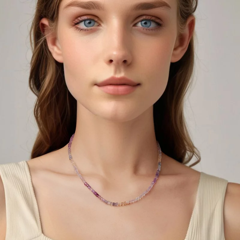 (image pour) Collier en Cristal d'Améthyste Style Pandora - Argent 925 Plaqué Or Blanc - BSN4 - Afficher 5