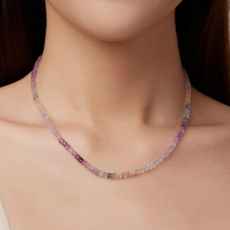 (image pour) Collier en Cristal d'Améthyste Style Pandora - Argent 925 Plaqué Or Blanc - BSN4 - Afficher 7