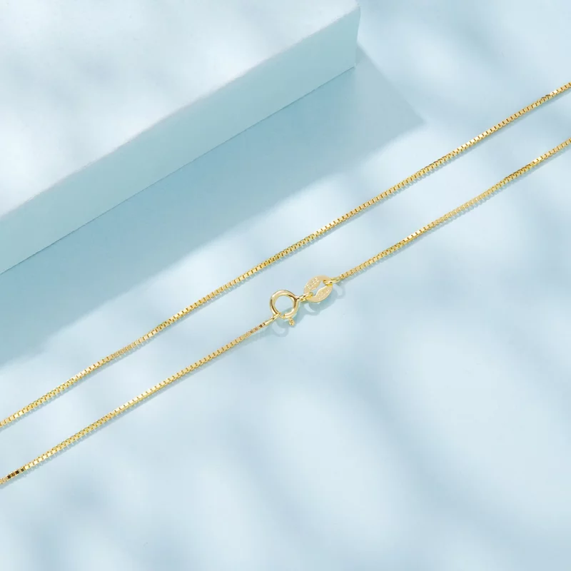 (image pour) Collier Chaîne Forçat Style Pandora en Argent 925 Plaqué Or - SCA031-B - Afficher 3