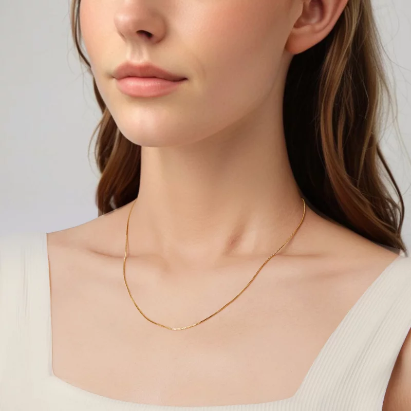 (image pour) Collier Chaîne Forçat Style Pandora en Argent 925 Plaqué Or - SCA031-B - Afficher 4