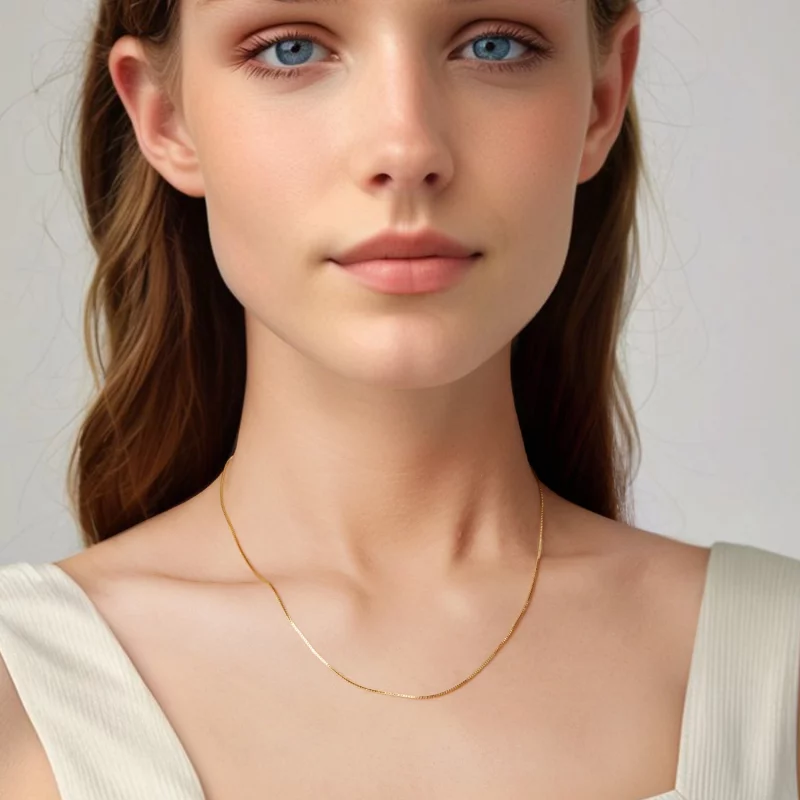 (image pour) Collier Chaîne Forçat Style Pandora en Argent 925 Plaqué Or - SCA031-B - Afficher 5
