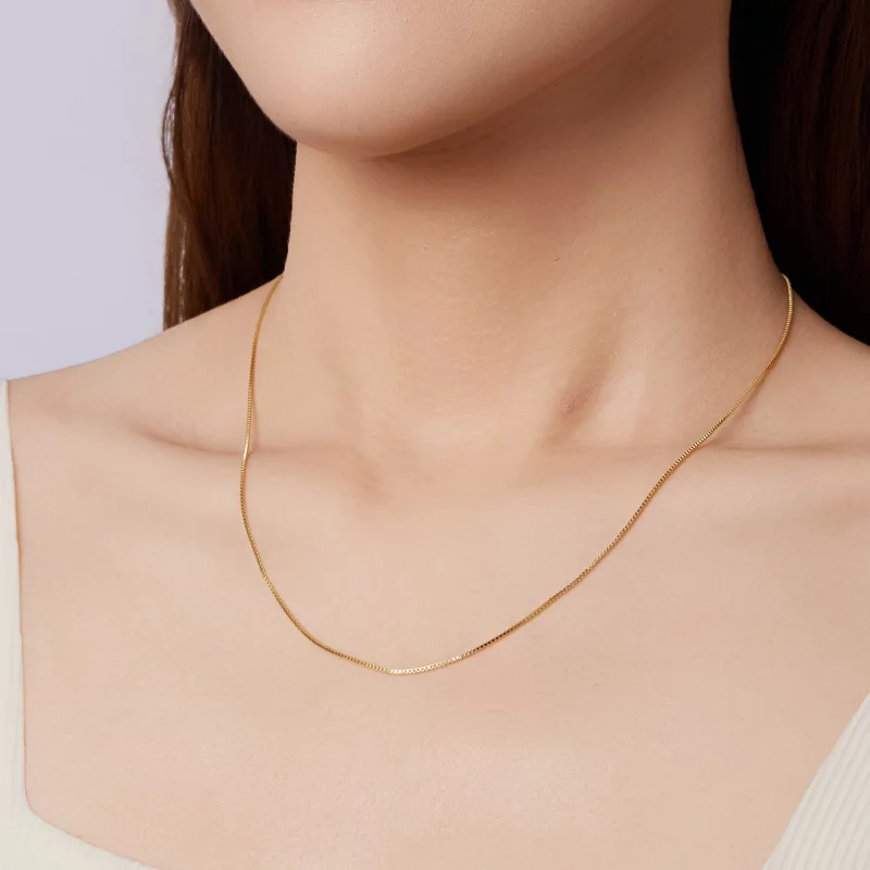 (image pour) Collier Chaîne Forçat Style Pandora en Argent 925 Plaqué Or - SCA031-B - Afficher 7