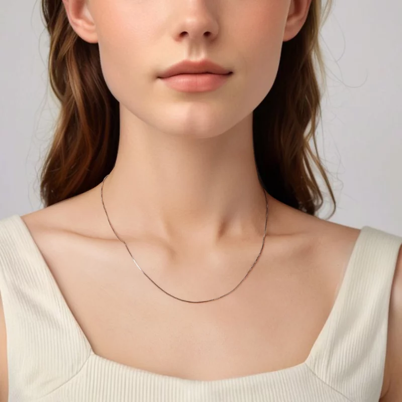 (image pour) Collier Chaîne Forcée Style Pandora en Argent 925 Plaqué Platine - SCA031-A - Afficher 4