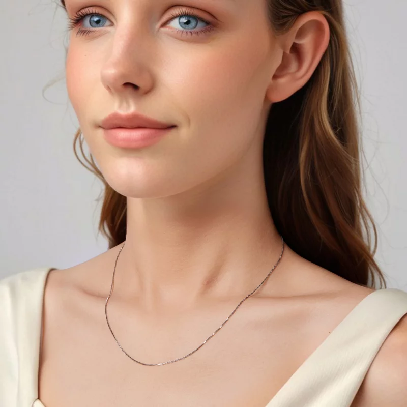 (image pour) Collier Chaîne Forcée Style Pandora en Argent 925 Plaqué Platine - SCA031-A - Afficher 5