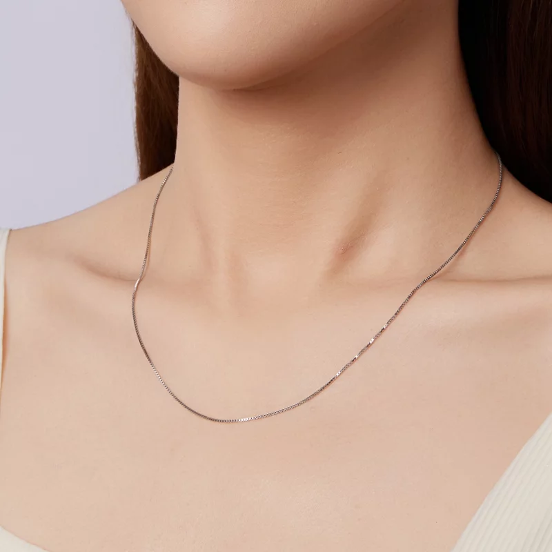 (image pour) Collier Chaîne Forcée Style Pandora en Argent 925 Plaqué Platine - SCA031-A - Afficher 7