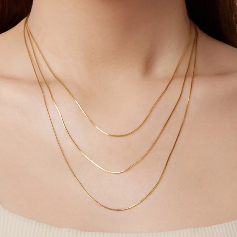 (image pour) Collier Chaîne Serpent Style Pandora - Argent 925 Plaqué Or - SCA032-B - Afficher 4