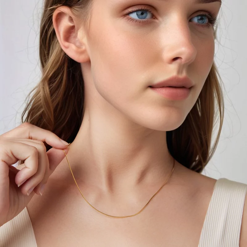 (image pour) Collier Chaîne Serpent Style Pandora - Argent 925 Plaqué Or - SCA032-B - Afficher 8