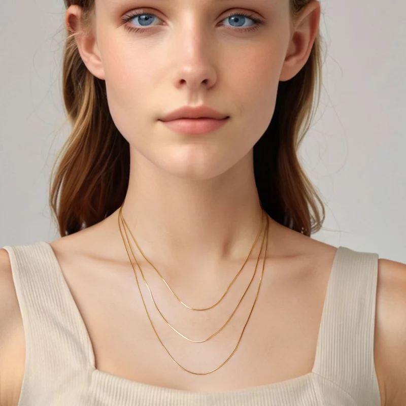 (image pour) Collier Chaîne Serpent Style Pandora - Argent 925 Plaqué Or - SCA032-B - Afficher 9