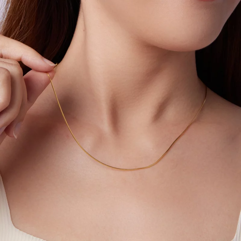 (image pour) Collier Chaîne Serpent Style Pandora - Argent 925 Plaqué Or - SCA032-B - Afficher 11