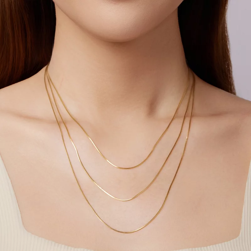 (image pour) Collier Chaîne Serpent Style Pandora - Argent 925 Plaqué Or - SCA032-B - Afficher 12