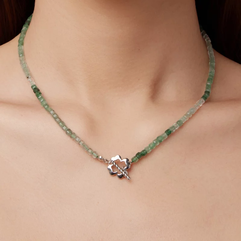 (image pour) Collier Cristal Fraise Verte Style Pandora - Argent 925 Plaqué Or Blanc - BSN438 - Afficher 8