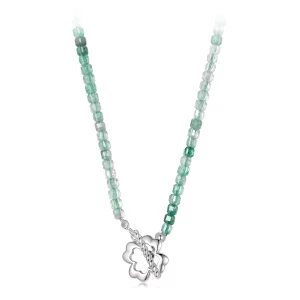 (image pour) Collier Cristal Fraise Verte Style Pandora - Argent 925 Plaqué Or Blanc - BSN438