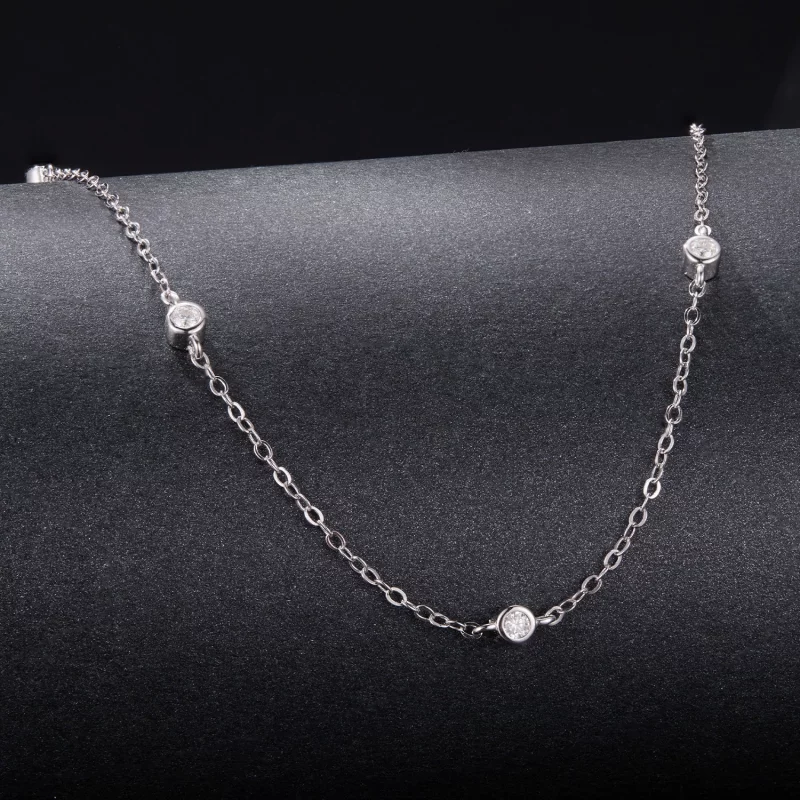 (image pour) Collier inspiré du style Pandora en argent 925 plaqué platine avec moissanite et - Afficher 2