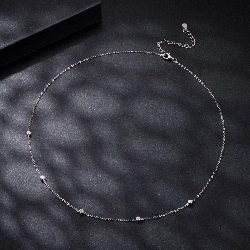 (image pour) Collier inspiré du style Pandora en argent 925 plaqué platine avec moissanite et - Afficher 3