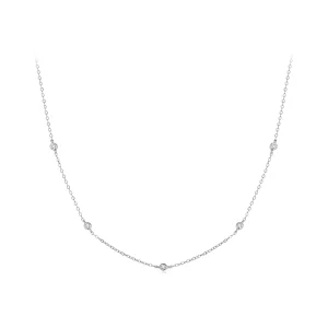 (image pour) Collier inspiré du style Pandora en argent 925 plaqué platine avec moissanite et certificat - MSN051-A
